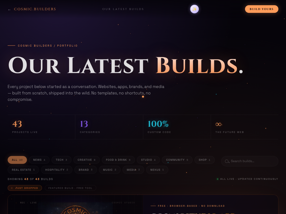 Cosmic Builders website